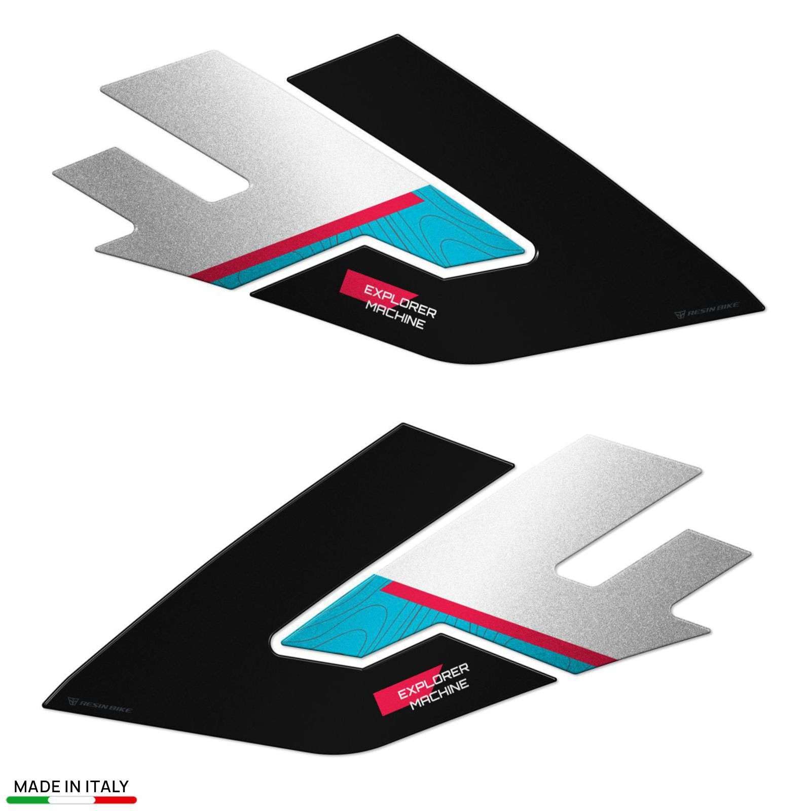 Resin Bike Adhesivos de Moto Compatibles con CF Moto 800 MT-X 2025-2026 Zephyr Blue. Protección Latérales del Tanque de Choques y Arañazos de Moto. Par de Pegatinas 3D Resinadas Made in Italy