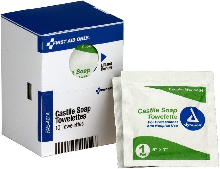 SmartCompliance Refill Castile Soap Wipes, 10 Per Box - Emergency Kit Trauma Kit SmartComplaiance First Aid Cabinet Refill
