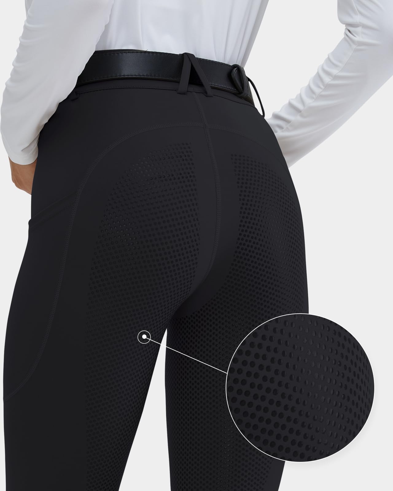 HMILES Damen Reitleggings Silikon Vollbesatz High Waist Elastische Reithose Damen mit Handytasche Gürtelschlaufen
