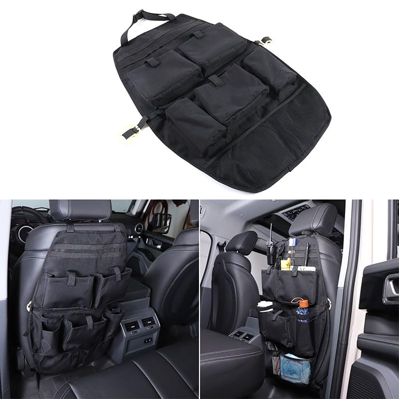 PIUGILH Organizador de asiento trasero de coche adecuado para INEOS Grenadier 2020-2024, muchos bolsillos respaldo protector de asiento de coche, organizador de respaldo de coche, negro