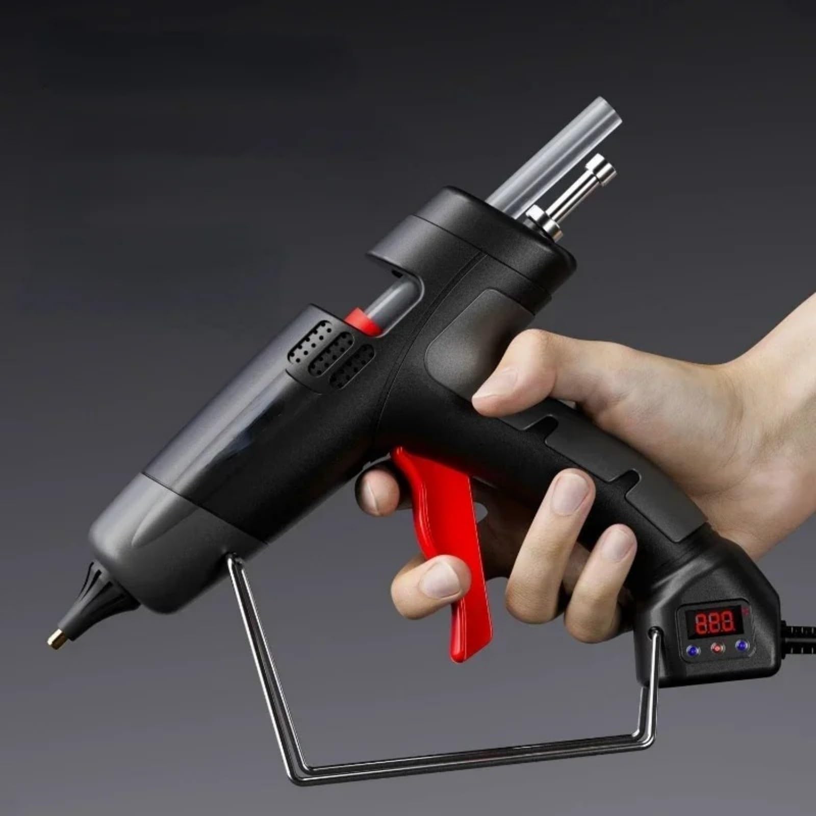 Pistola de pegamento profesional 11 mm con control temperatura, pantalla digital, ajuste pistola silicona caliente industrial pistola de pegamento caliente
