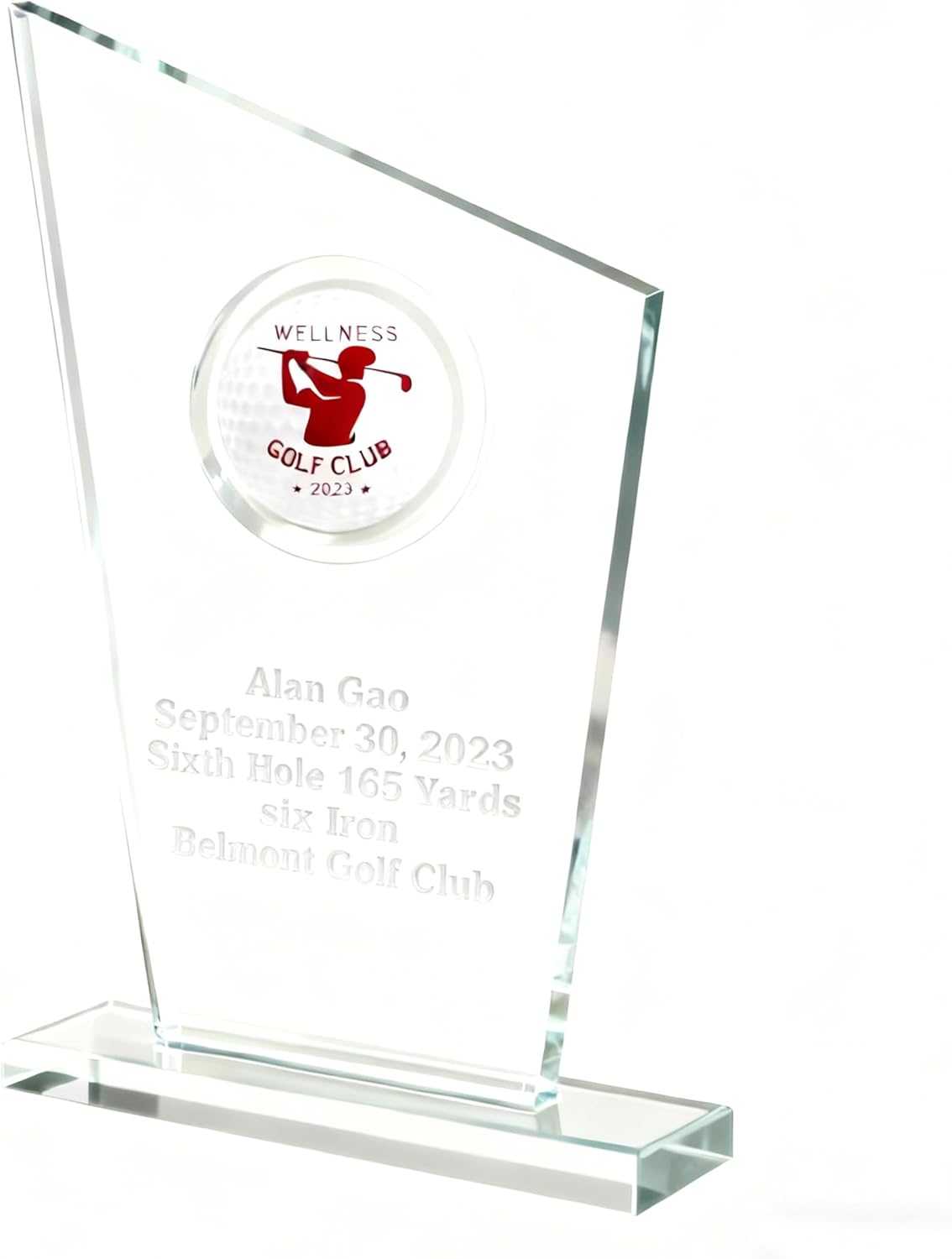 FixtureDisplays® 5.3 x 8 x 1.4" Crystal Glass Golf Trophy Hole in One 2 Weeks Lead Time 10248-NF