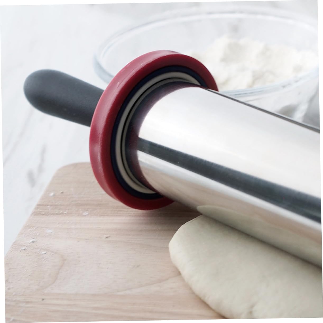 Rouleau à Pâtisserie en Acier Inoxydable 11 Pouces, Argenté, Antiadhésif