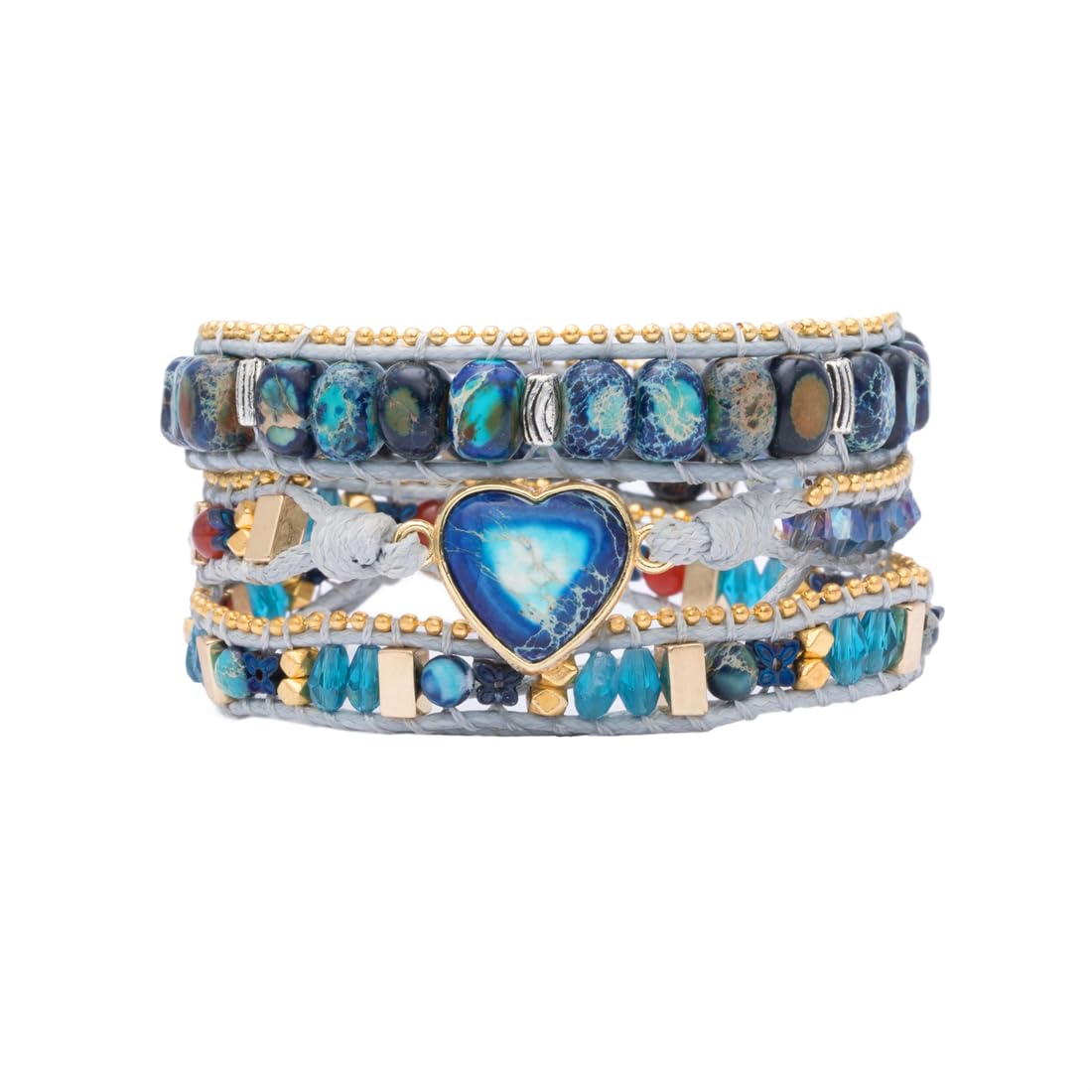 YGLINE Natural Stone Bracelet 5 Wraps Bracelet Handmade Blue Color Boho Bracelet for Women Bracelet
