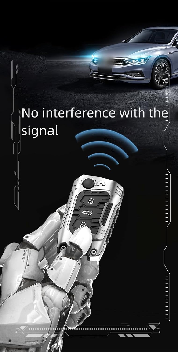 Heavy Metal Key Fob Cover Case Protector for Volkswagen, Keychain, Accessories for VW Volkswagen Tiguan Taos Atlas Jetta Passat Arteon Atlas Cross Sport Golf Alltrack (Type E -Black)