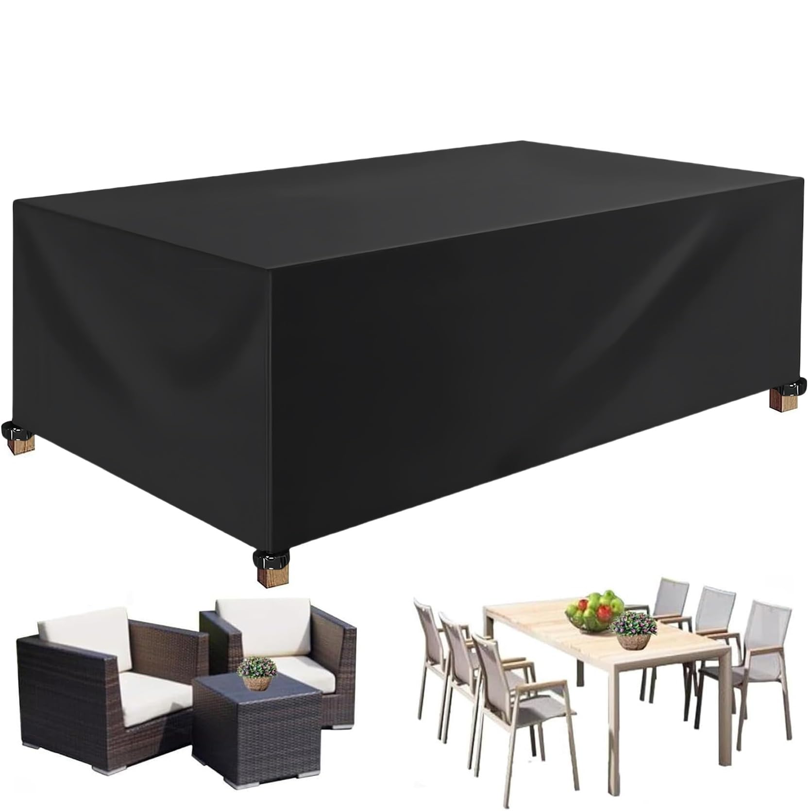 Xueqxue Black Waterproof Outdoor Furniture Cover 80 X 80 X 70 Cm(L X W X H) Rectangular Garden Furniture Cover, Tear Resistant, Fade Resistant, Garden Table Cover Square, For Any Furniture,