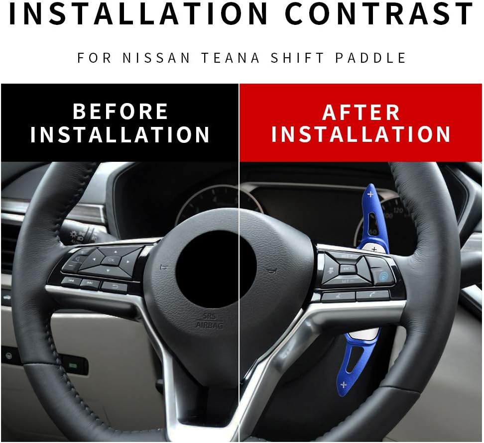 KUNIO 2PCS Aluminum Alloy Steering Wheel Shift Paddle Extended Shifter Trim Cover Fit for Nissan Altima Kicks 2024 Teana X-Trail Qashqai Infiniti QX50 QX55 Interior Decoration Accessories Black