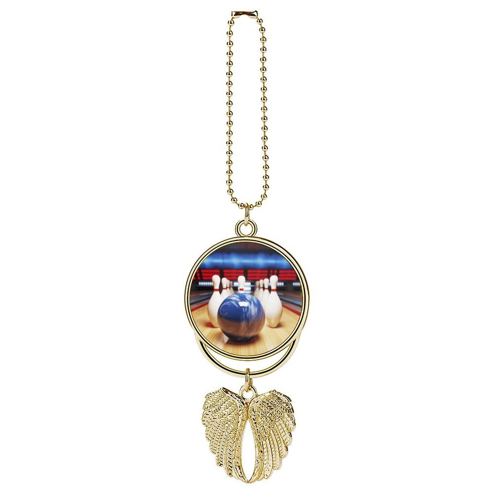 Bowling Car Pendant Rear View Mirror Hanging Ornament Auto Metal Charm for Aesthetic Interior Decor. Lucky Car Accessories Cute Funny Hanging Decor for Car Truck