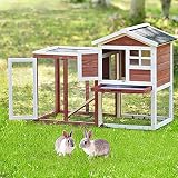 Rabbit Cage, 48.4" Outdoor Wooden Chicken Coop, Hutches for Rabbits, with Ventilation Door, Pull Out