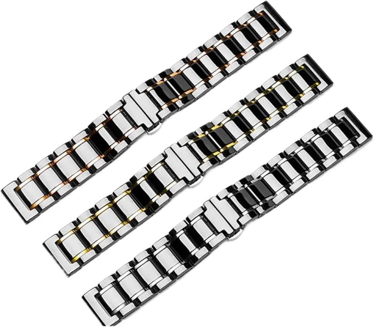 No Gaps Ceramics Band Strap Fit for Samsung Galaxy Watch 4 5 Pro 6 44mm 40mm 45mm Bracelet Galaxy Watch 4 6 Classic 43mm 47mm (Color : Black Gold, Size : Galaxy Watch 5 pro)