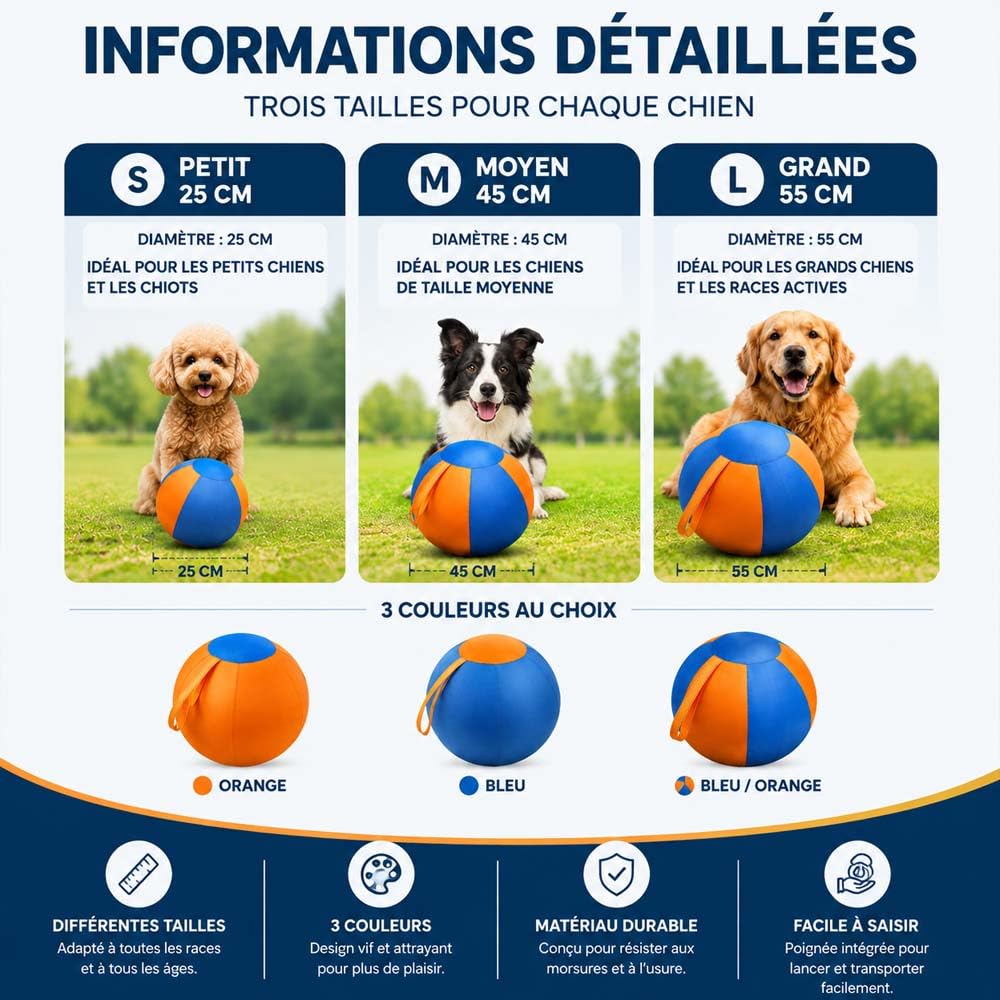 Générique Navea Balle GéAnte pour Chien,Balle De Troupeau pour Chien,Gros Ballon Pourchien,pour Chiot Et Adulte, Petites Moyennes Grandes Races, IntéRieur Maison (Bleu et Orange,45CM)