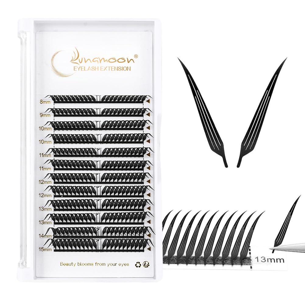 Lunamoon Vorgefertigte Fächer Wimpern Fertigfächer Wimpern Volumen Premade Fans Fertige Wimpernfächer Wimpernverlägerung (Butterfly-0.07-D, 8-15mm)