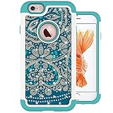 iPhone 6s Case, MagicSky [Shock Absorption] Studded Rhinestone Bling Hybrid Dual Layer Armor Defender Protective Case Cover For iPhone 6 (2014) / iPhone 6s (2015) - Flower2