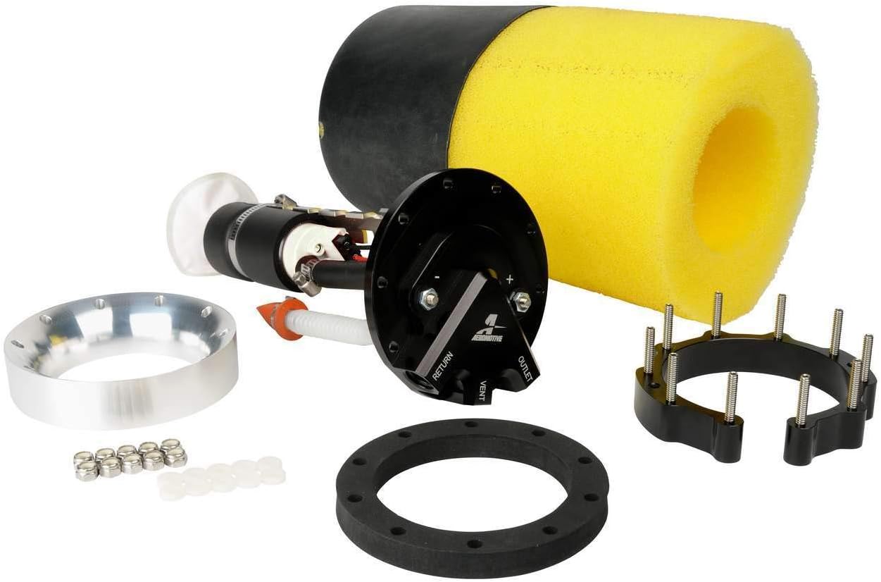 Aeromotive Phantom 200 In-Tank Fuel Pump System - 200 LPH Electric Fuel Pump Kit for EFI/Carbureted Return Style Systems, Universal 6-11" Tanks, ORB-06 Ports, Gas - 18689