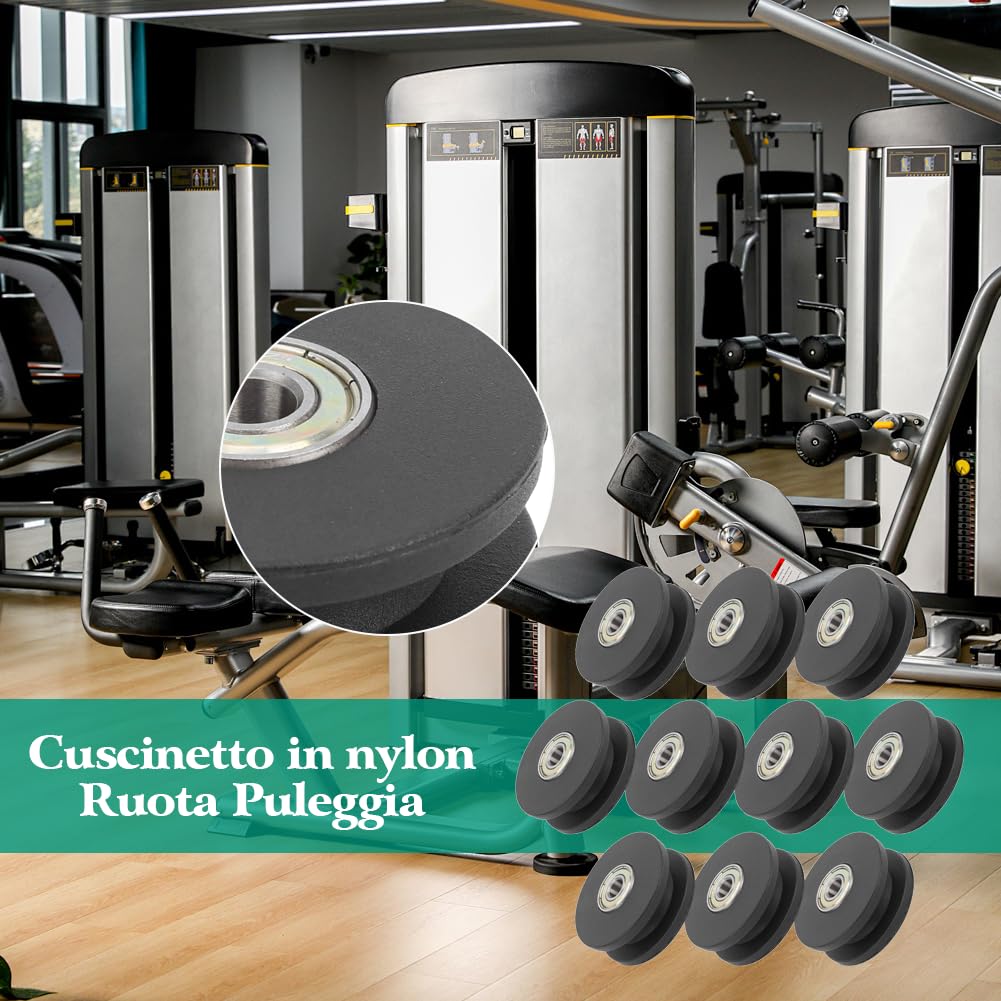 10 Pz 50mm Cuscinetto in nylon Ruota Puleggia Cuscinetto Fitness Sostituzione Ruota Puleggia Attrezzatura da palestra a casa Attacchi per macchine Esercizio Accessorio per allenamento della forza