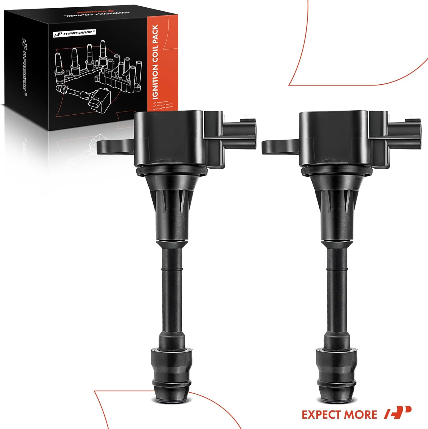 A-Premium Engine Ignition Coil Packs Compatible with Nissan Sentra Altima 2002-2006 X-Trail 2002-2007 2010-2013 I4 2.5L 2-PC Set