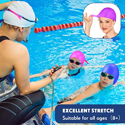 30 Pieces Silicone Swim Cap Bulk Waterproof Swimming Hat Elasticity Swimming Pool Cap Silicone Shower Cap For Women Men Kids Multi Color Unisex #TOP6