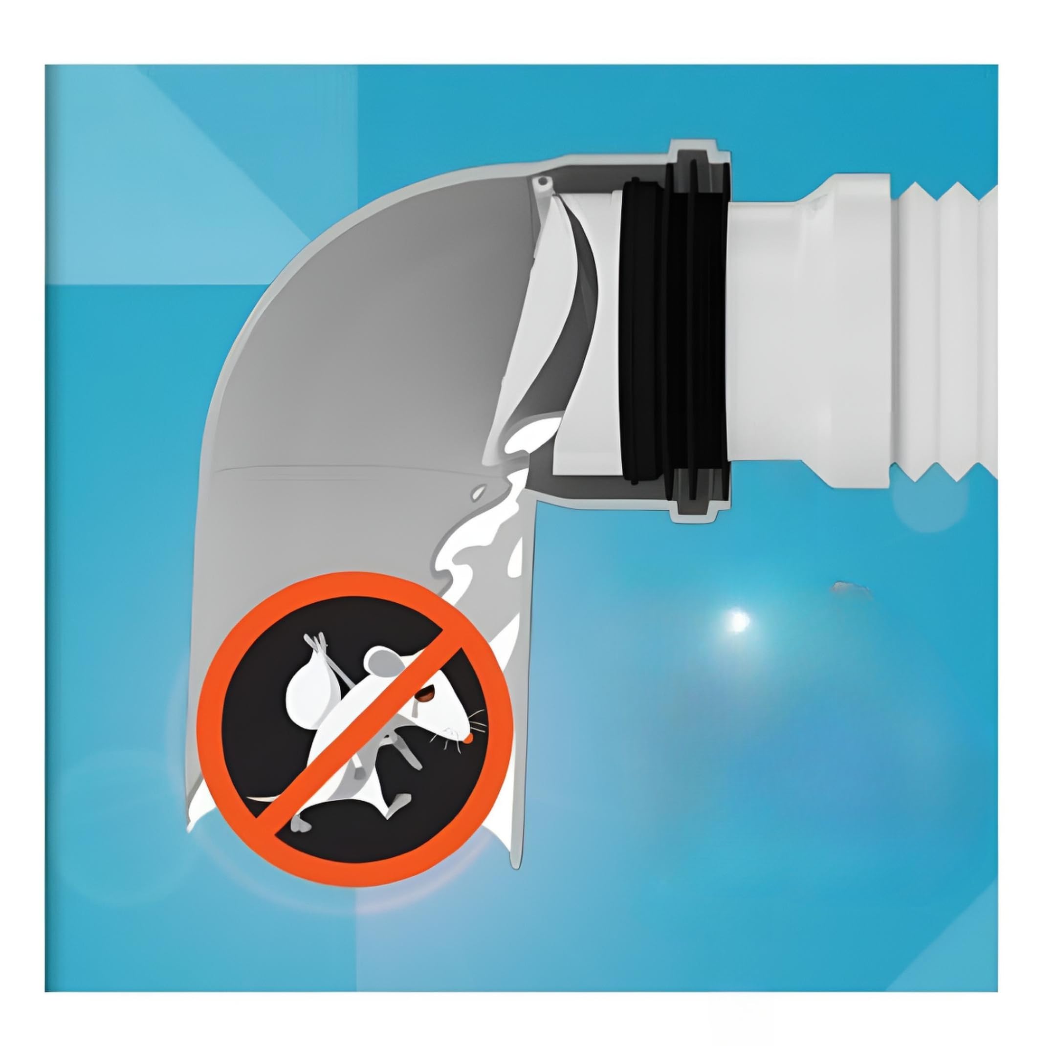 UZMAN 1 tapa de protección para ratas DN 90-100/110 mm, adaptador, válvula antirretorno, protección antirretorno de construcción, tubería KG para aguas residuales, protección contra ratas