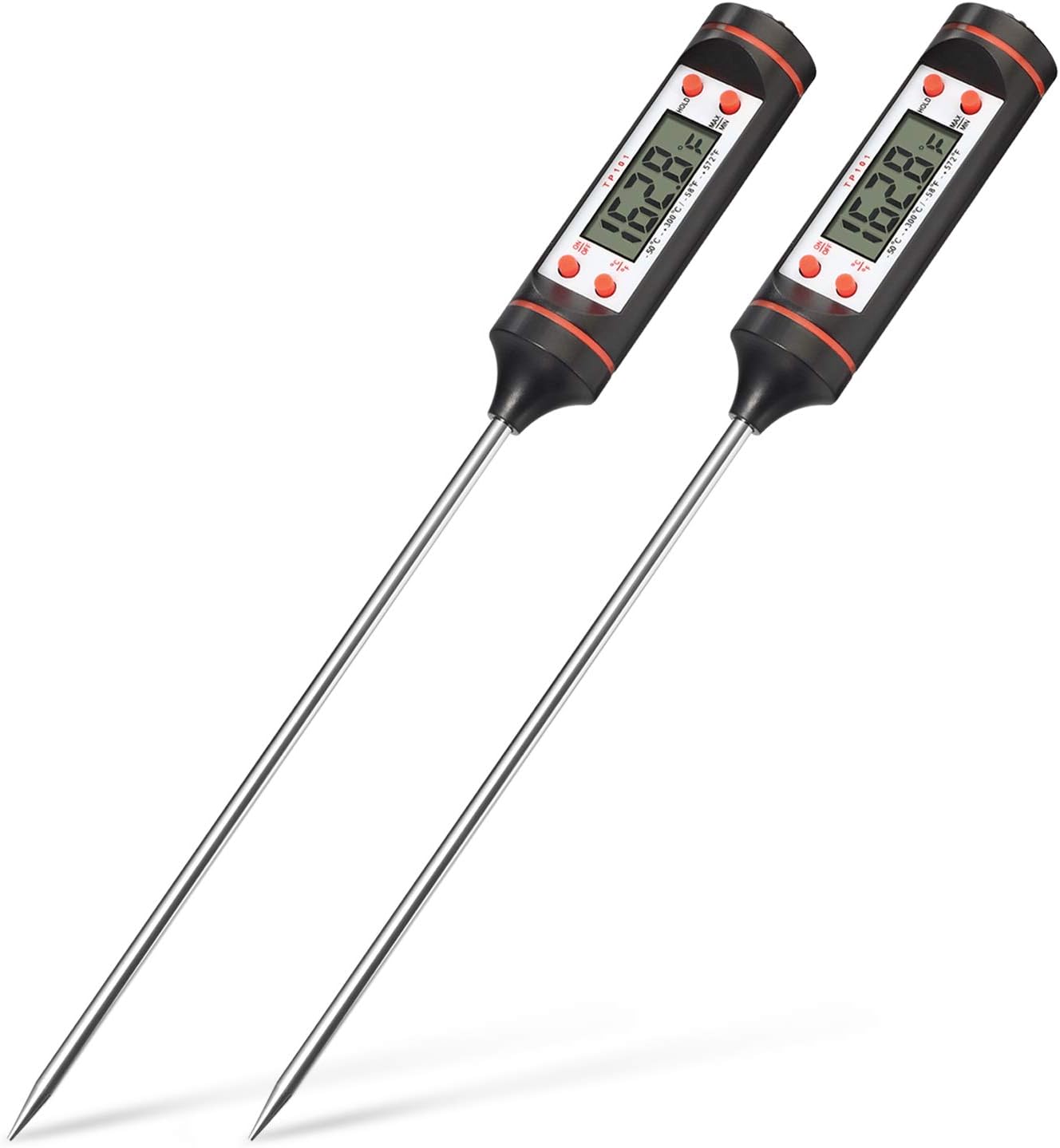 Fosmon Digital Cooking Thermometer (2 Pack), (Fast Read, Wide Tempeture Range, Auto-Shut Off) Meat Thermos for Meat, Deep Fry, BBQ, Smoker Grill, Candy, Yogurt, Milk Temperature