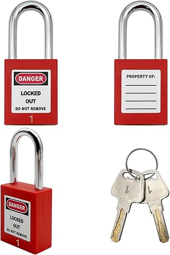 Miniatura 4 de Cerraduras de etiquetado de bloqueo, Candados de seguridad, Cerraduras Loto con llave de bloqueo diferente dispositivo de etiqueta de plástico