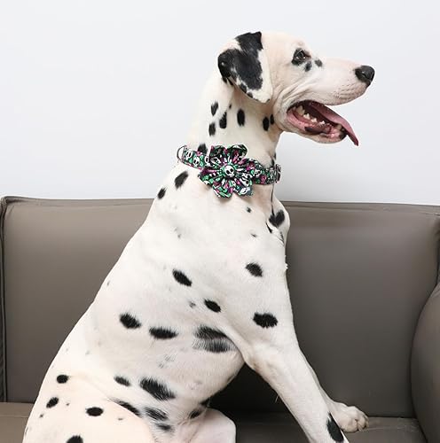 Miniatura 4 de DOGWONG Collar de perro fantasma de Halloween con corbatín, collar de perro de calavera rosa para Halloween, duradero y suave, collar de perro para