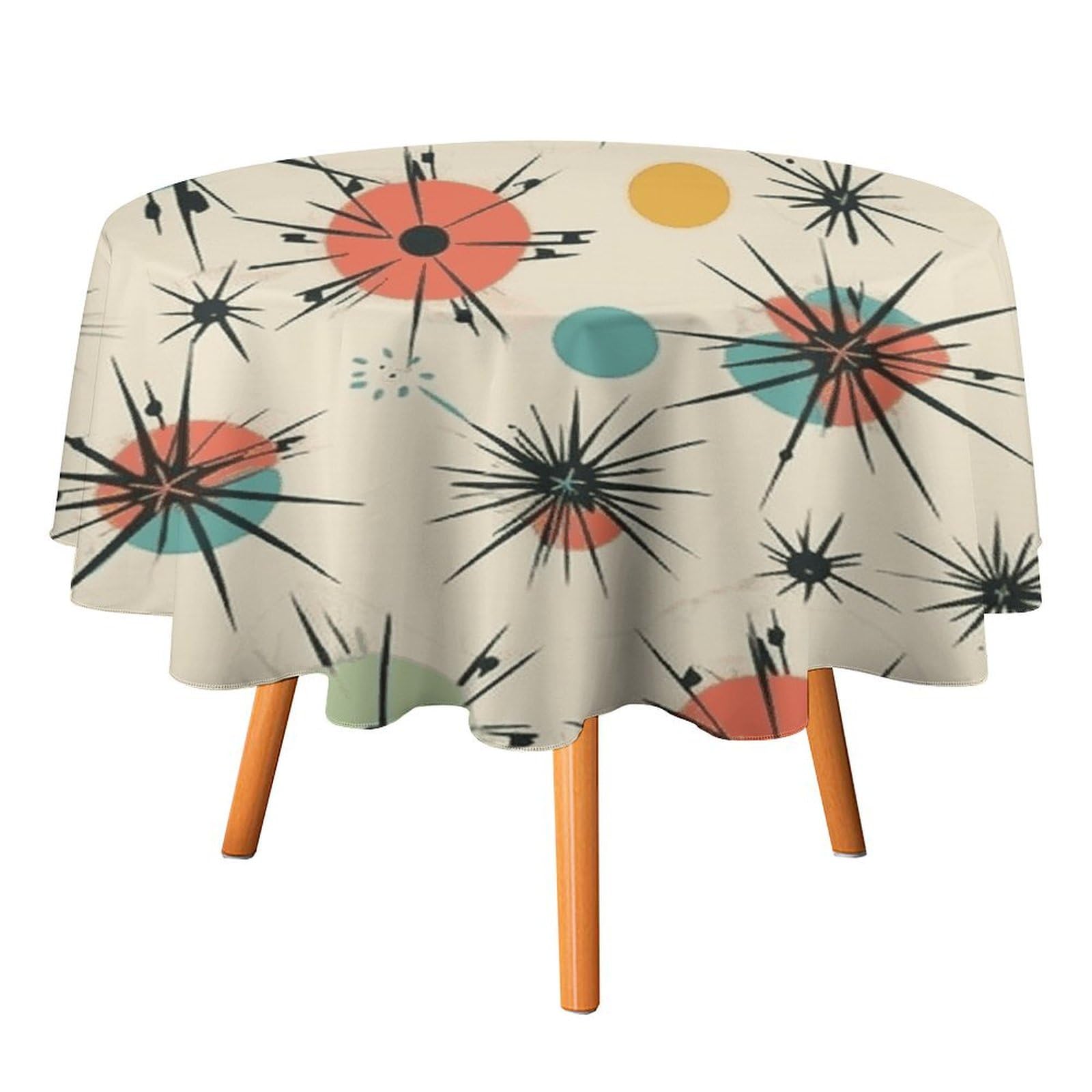 Nappe ronde imprimée retro lavable nappe polyester 178 cm pour table fete