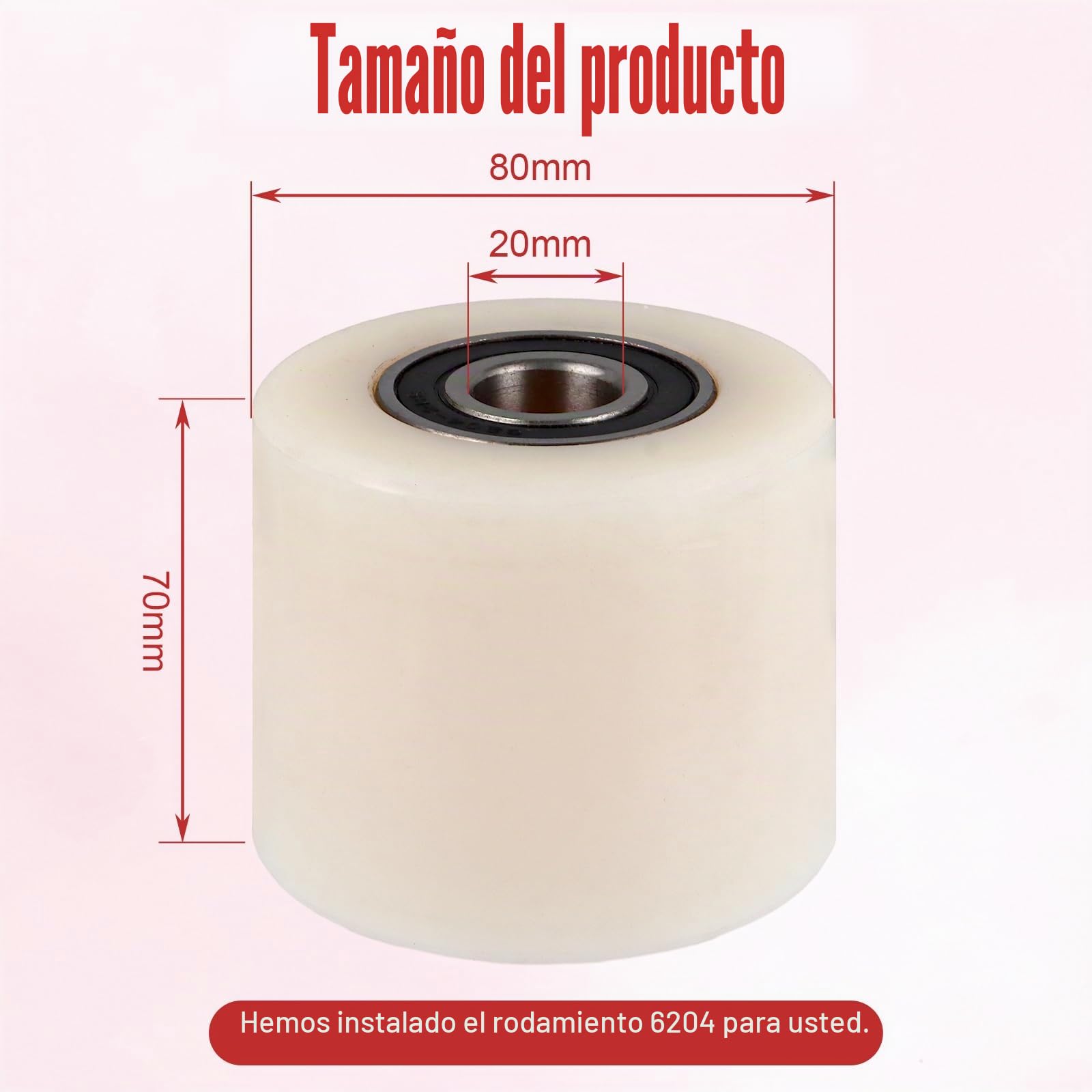 DAJAVE 4 piezas de ruedas para transpaleta de poliamida y nylon 80 x 70 mm, rueda para transpaleta de poliuretano, con rodamiento de bolas, ruedas para transpaletas de repuesto, rodillos de rodamiento