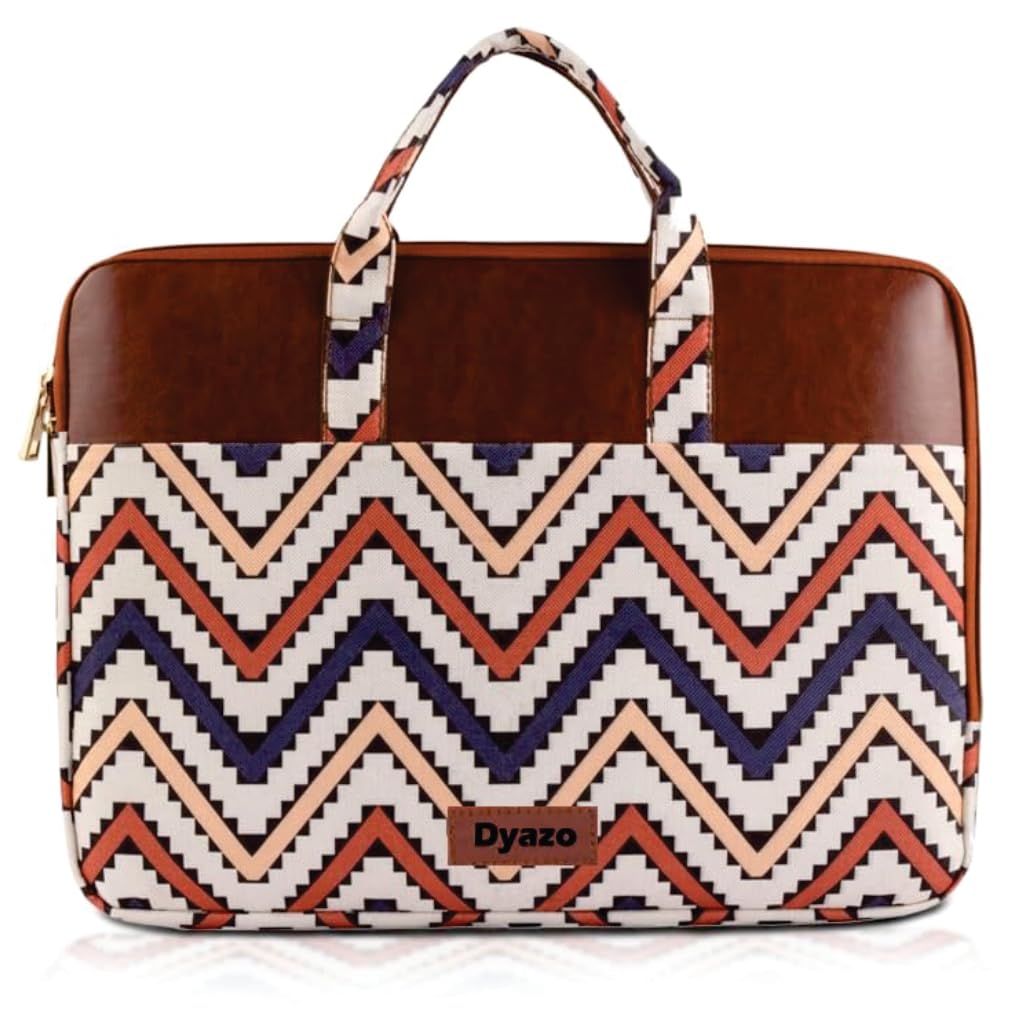 Dyazo Laptop Sleeve Bag 15 to 15.6 Inch for Woman | Jute & Vegan Leather Handcrafted Slim Case with Zipper | Stylish & Durable Office Laptop Bag for Work, College and Travel Dyazo Laptop Sleeve Bag 15 to 15.6 Inch for Woman | Jute & Vegan Leather Handcrafted Slim Case with Zipper | Stylish & Durable Office Laptop Bag for Work, College and Travel