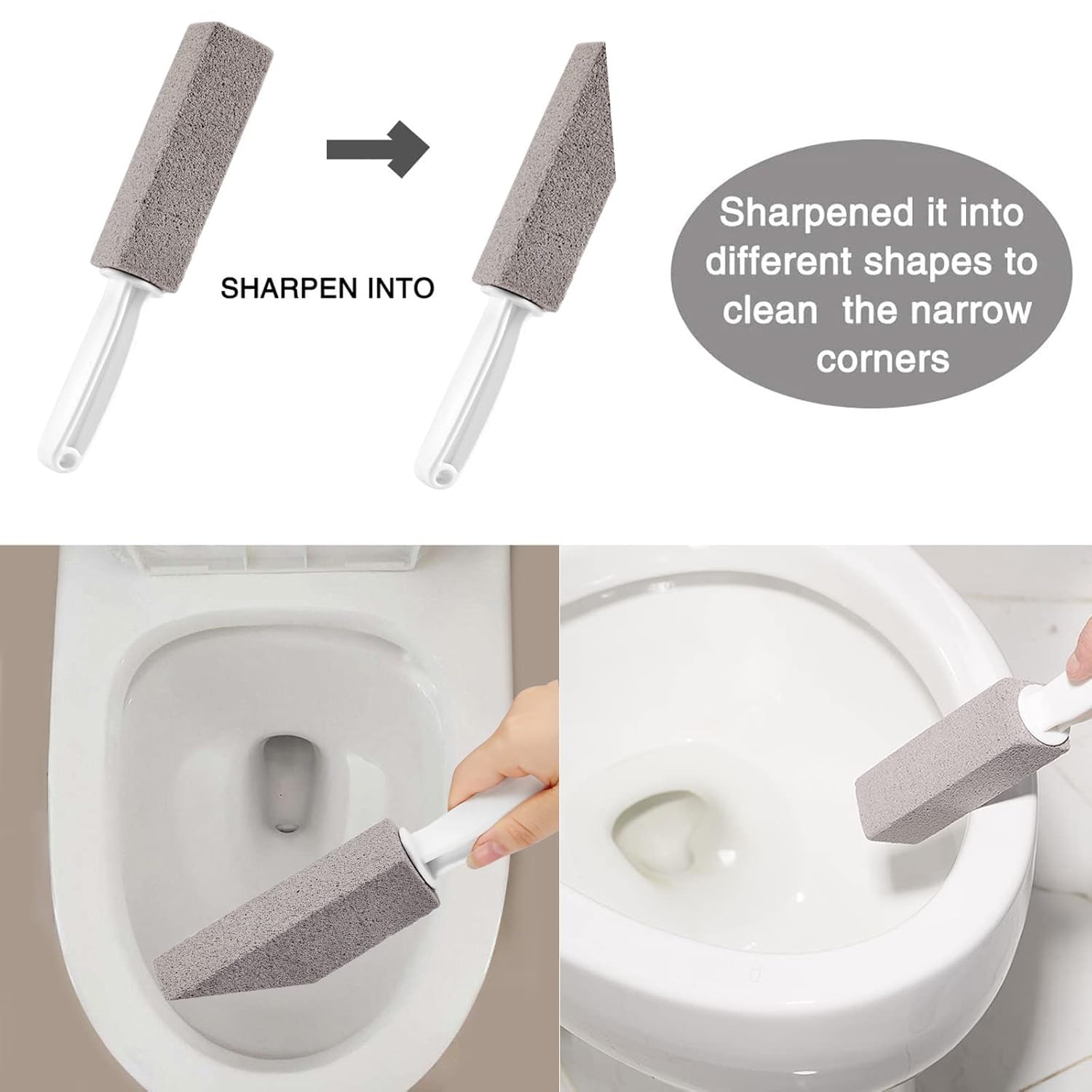 Storn Toilet Bowl Cleaning Tool with Ergonomic Handle, Pumice Stone Cleaner for Hard Water Rings, Lime, Rust and Bathroom Stains 3