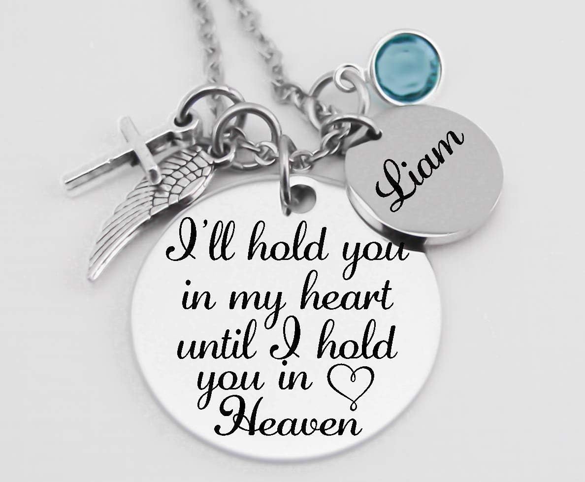 Memorial Jewelry, Stainless Steel Pendant, Necklace,I'll Hold You In My Heart Until I Hold You In Heaven, Child loss, Lose of Loved One