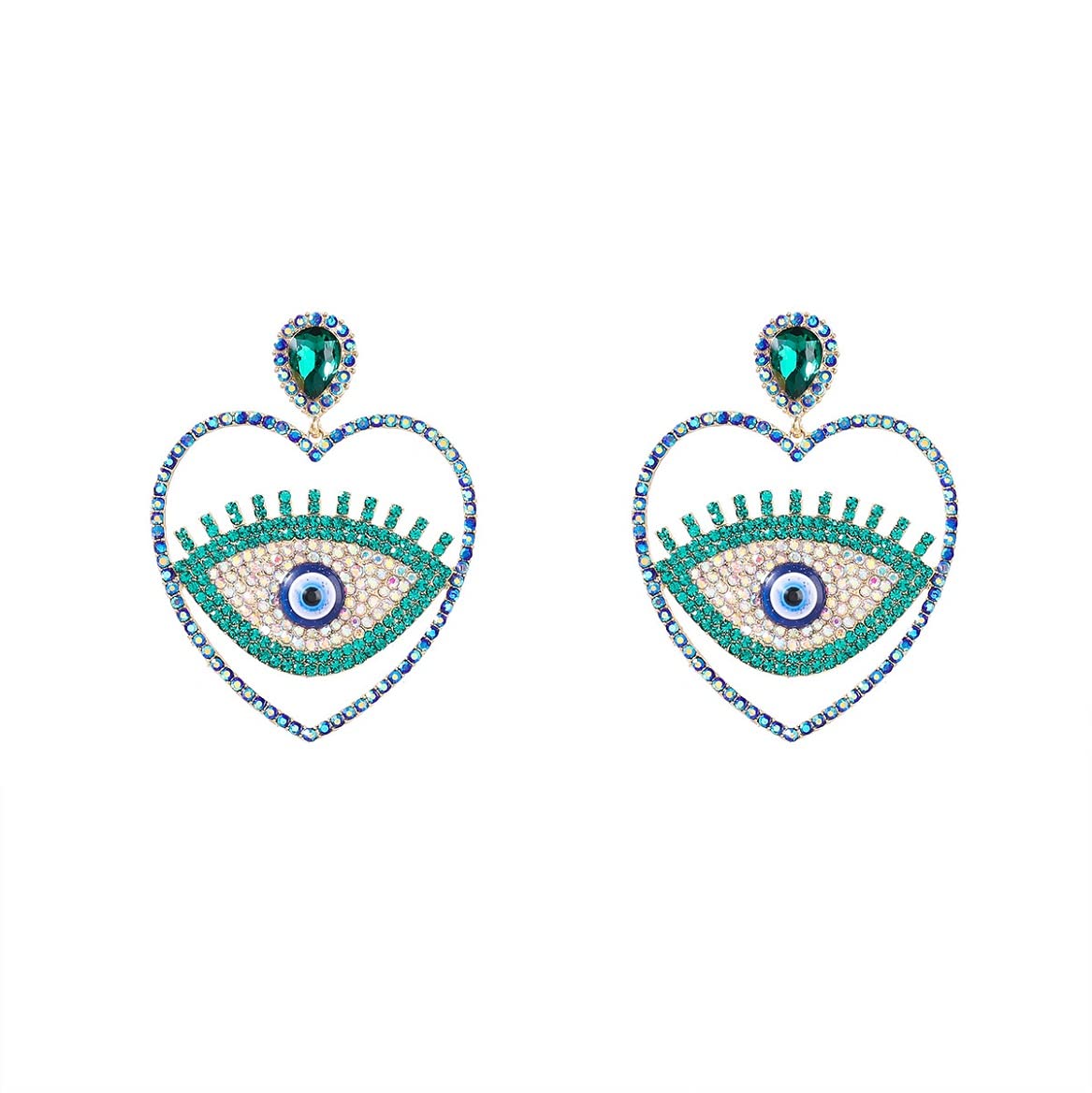 Teardrop Eye Earrings, Heart Evil Eye Dangle Earrings for Women, Bohemian Beaded Eye Earrings, Sparkling Eye Stud Earrings Evil Eye Boho Jewelry, Love