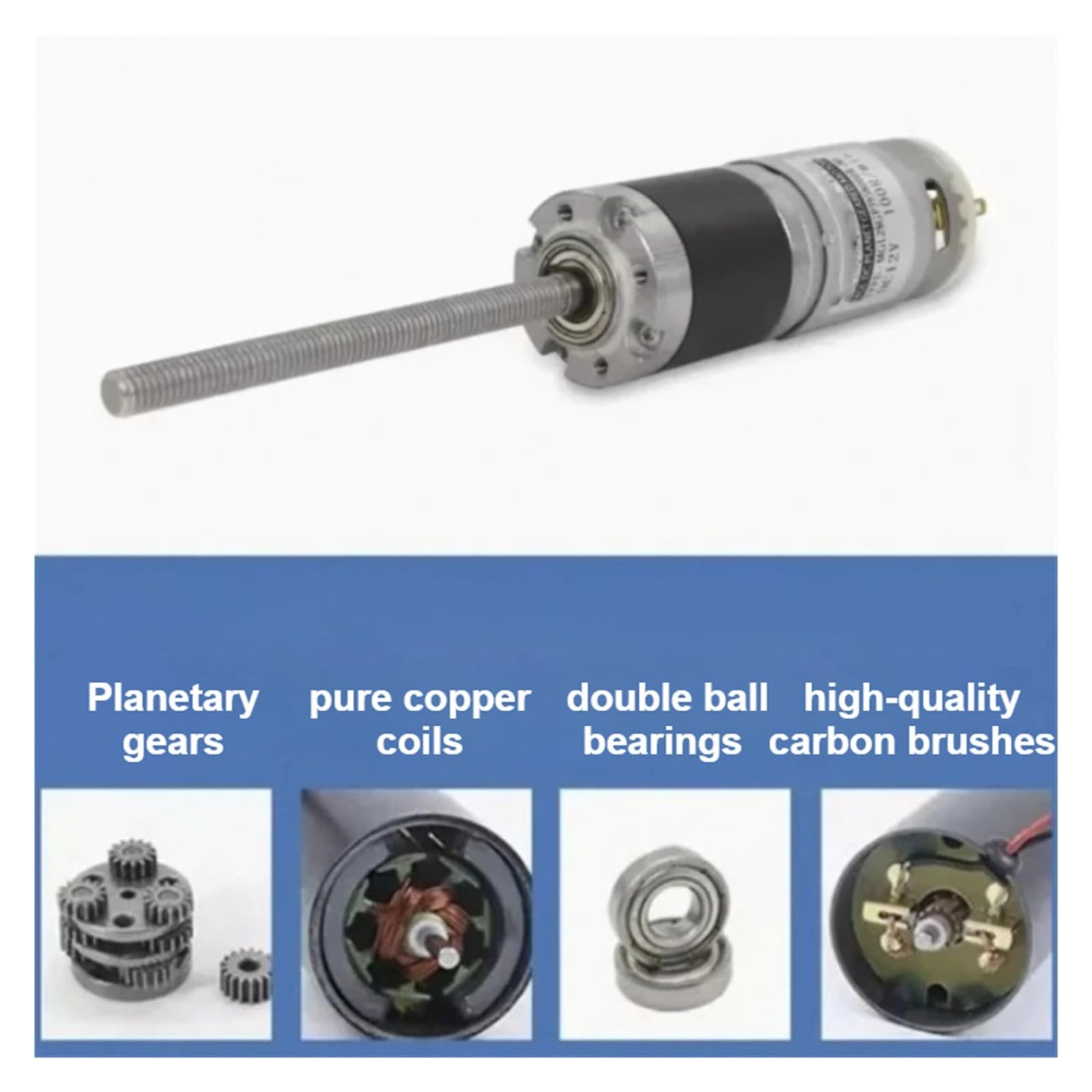 60Kg 28-395 M 6 * 75Mm Schroefdraad como Motor Reductor de CC Micro planetario Tandwielschroef Lange como Motor de Carga de 12V 24V con Brida(16RPM,12V)