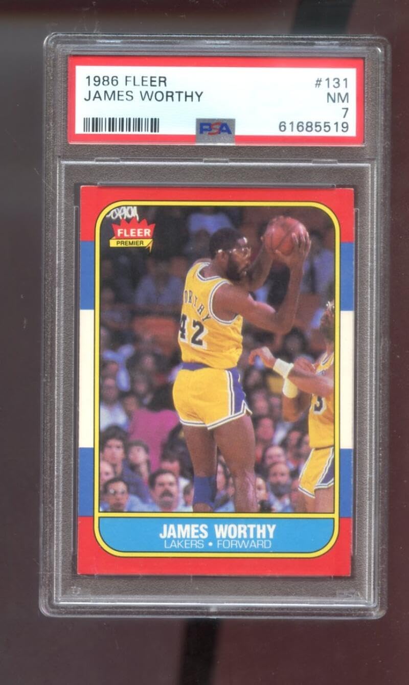 1986-87 Fleer #131 James Worthy ROOKIE RC PSA 7 Graded Basketball Card NBA 86-87 1986 1987 Los Angeles Lakers