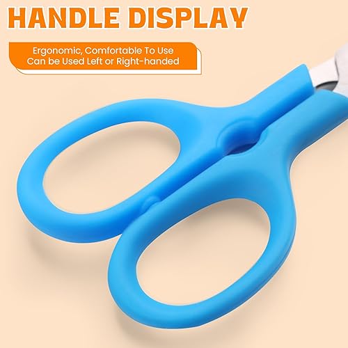 Miniatura 6 de Tijeras de punta roma de 5 pulgadas para niños, paquete de 60 tijeras para niños, tijeras a granel, tijeras de agarre cómodo, hoja afilada, tijeras