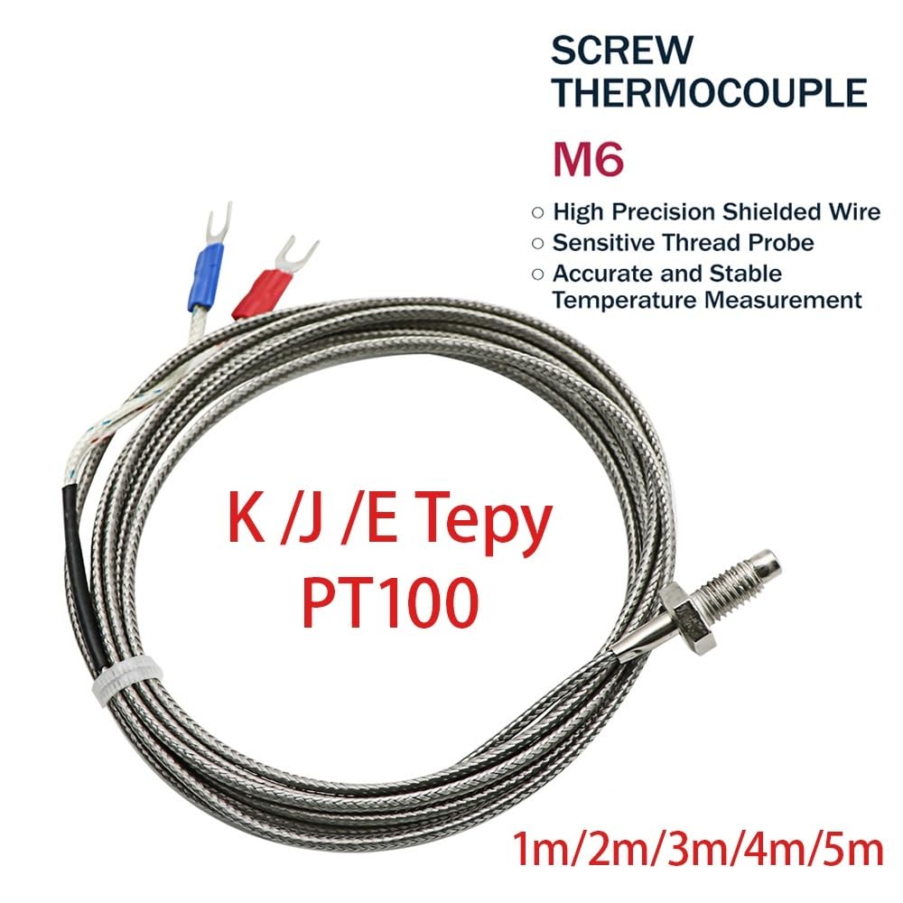 Gewinde M6 Schraube Sonde Temperatur Sensor Thermoelement KJE PT100 Typ 0-400 ℃ 1/2/3/4/5m Lange Kabel PID Controller Thermometer(M6 PT100 4M)