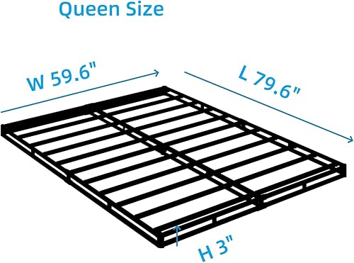 Miniatura 3 de Queen - Base de colchón con somier, 3 pulgadas, resistente, base de cama de metal con cubierta de tela, sin ruido, fácil montaje 3 Inch,17.78 cm (7
