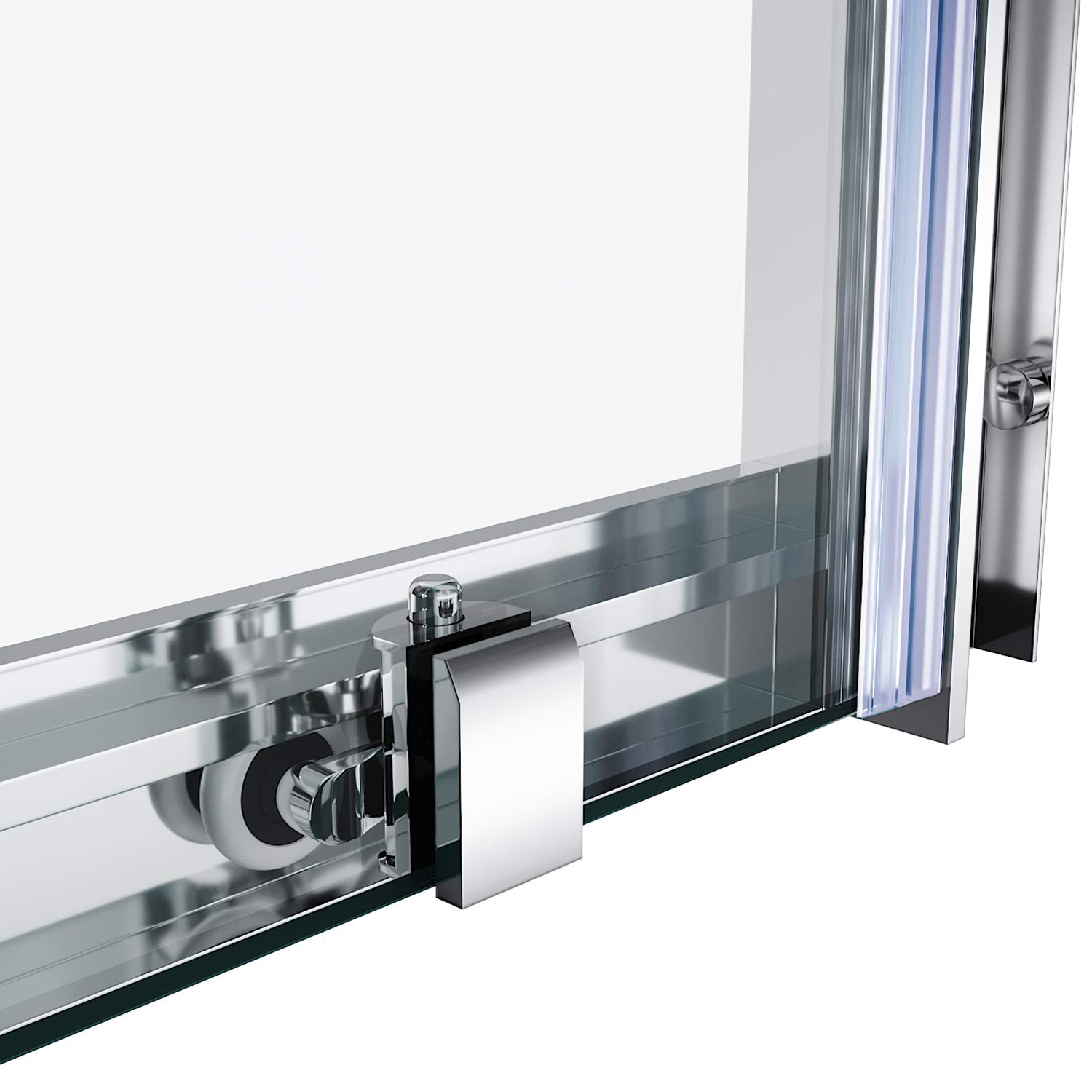 SONNI Puerta corredera de ducha de 100 cm, mampara de ducha de cristal, altura de 185 cm, cristal transparente