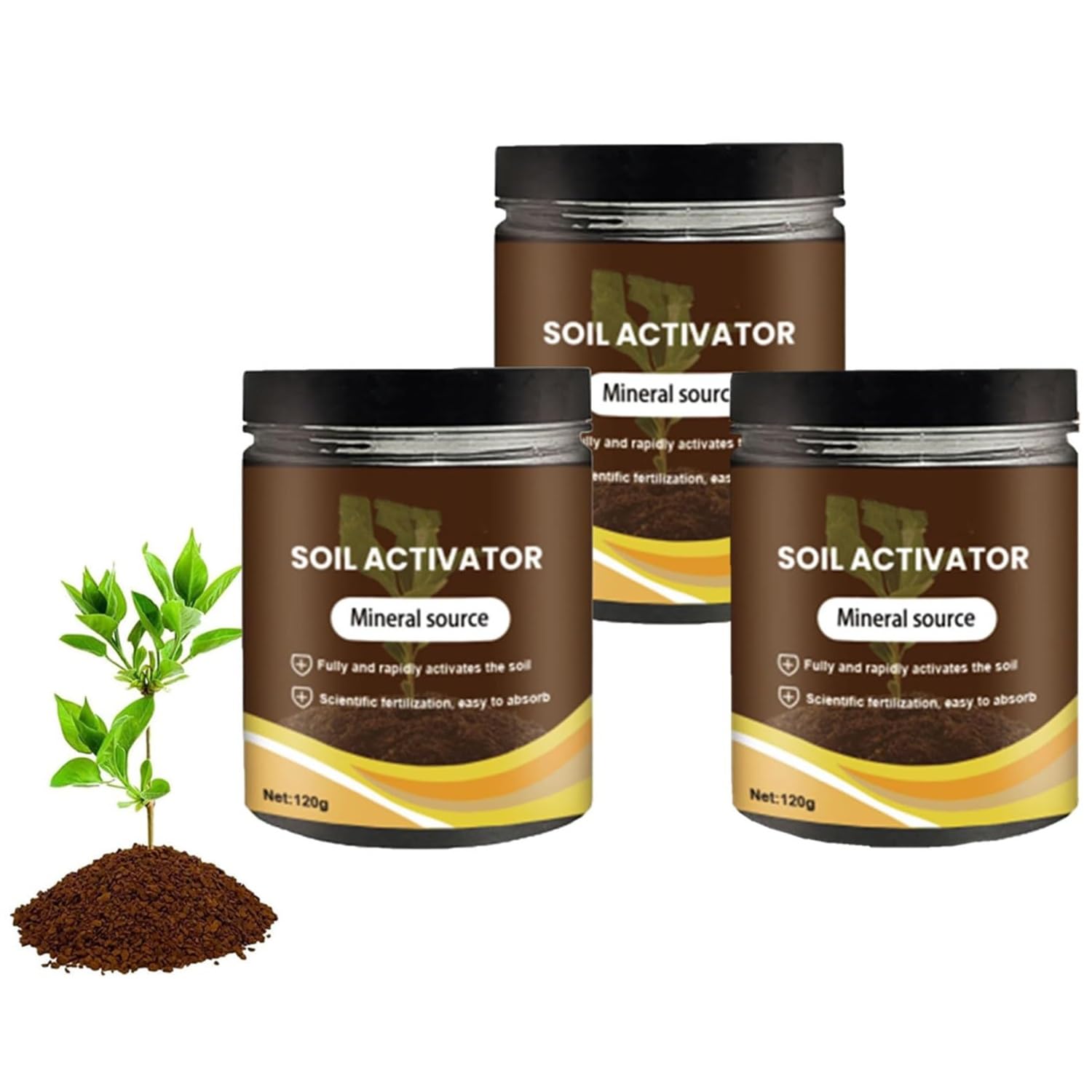 Activateur de sol Soil, activateur de sol organique et engrais pour plantes, pelouses et jardins, revitalisateur de sol multifonctionnel, pour plantes d'intérieur et d'extérieur (3pcs)