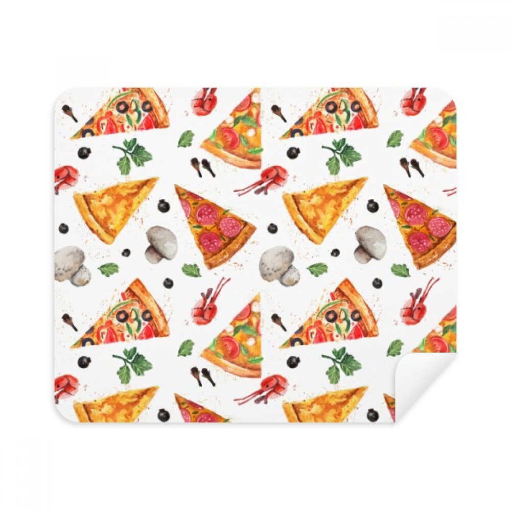 Delious Food Pizza Illustration Pattern Cleaning Cloth Screen Cleaner 2pcs Suede Fabric