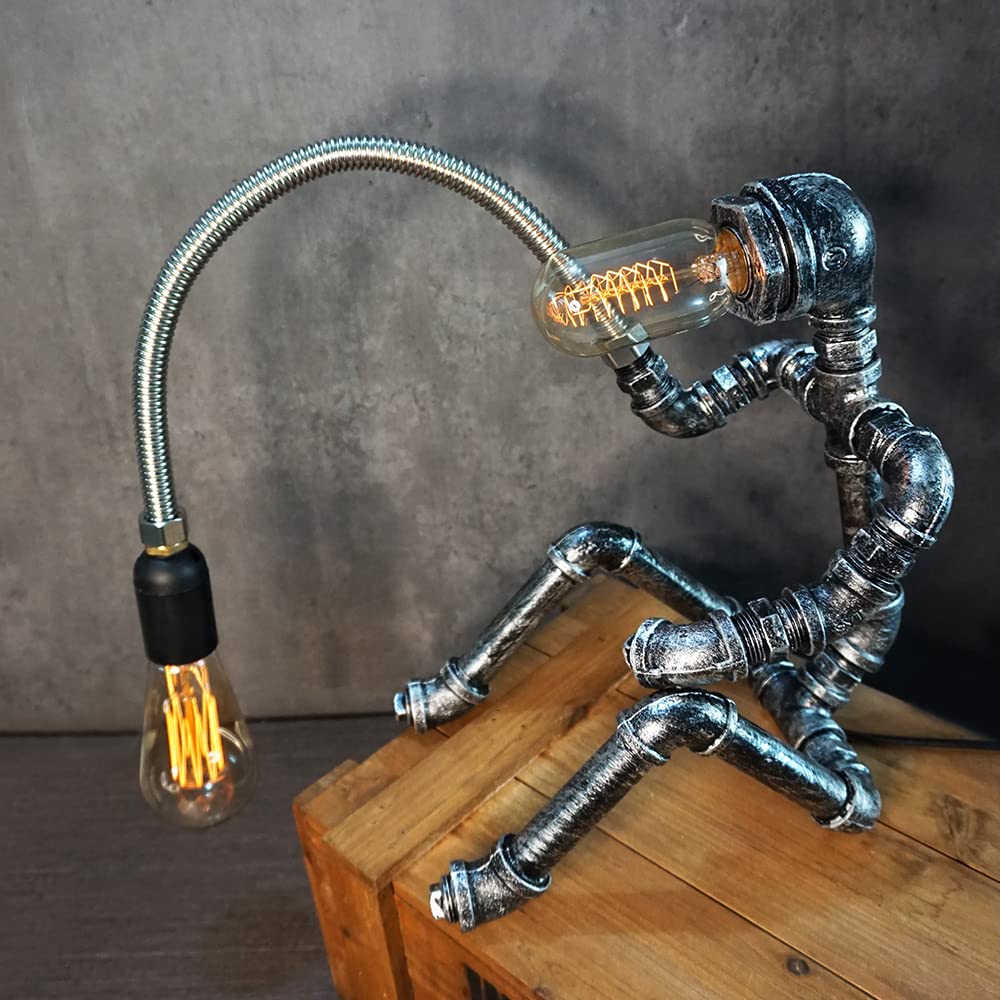 Steampunk lampa stołowa lampa wodna fajka robota vintage styl przemysłowy biurko lampa stołowa do sypialni kawiarni barowej dekoracja biurka urodziny Nowy Rok prezenty