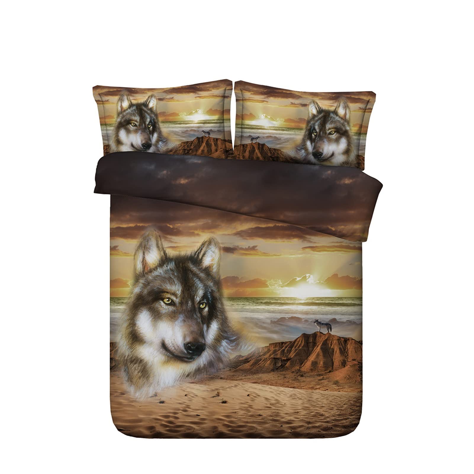 Parure de lit loup king size pour stopper les couettes qui glissent avec le zip
