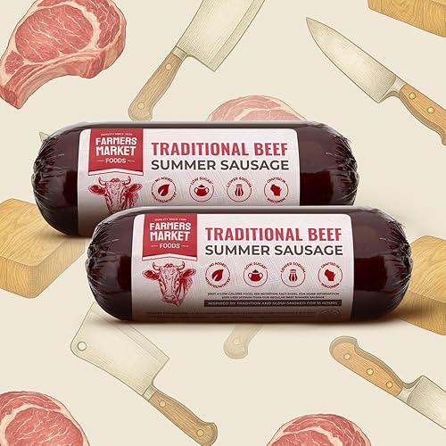 Miniatura 28 de Farmers' Market - Salchicha de verano, ahumada con nogal, carne de res y cerdo, rollo de salchicha estable para conservar, listo para comer, alto