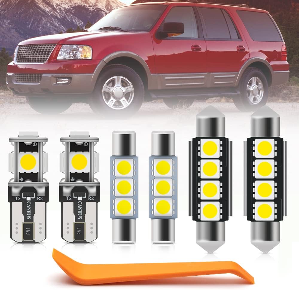 13pcs LED Interior Lights Bulb Kit for Ford Expedition 2003 2004 2005 2006 Map Dome Trunk License Plate Lights Super Bright 6000K White LED Interior Light Bulbs Package + Install Tool