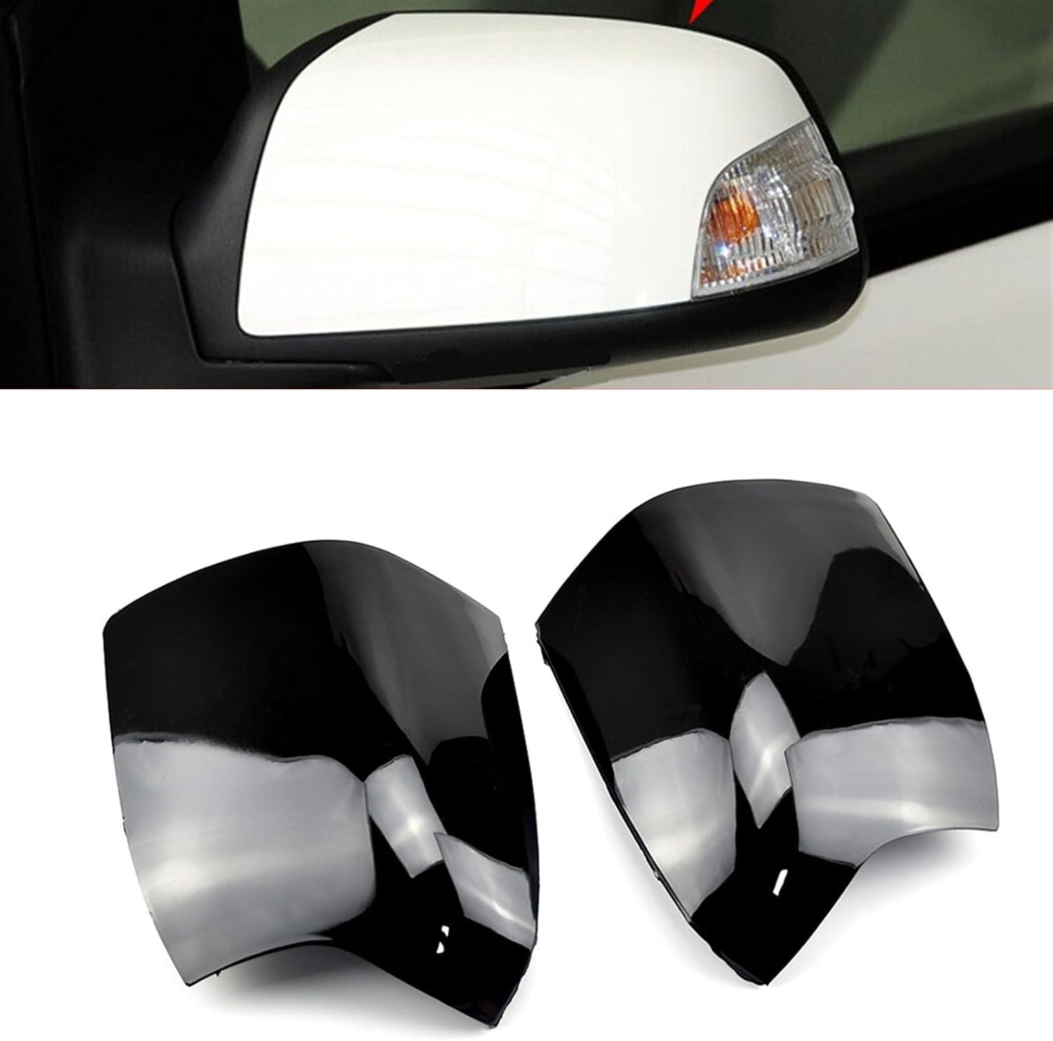 Compatible For Focus MK2 2005-2008 Replacement Car Rearview Side Mirror Cover Wing Cap Exterior Door Rear View Case Trim Gloss Black (Color : Gloss Black)