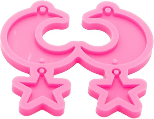 Miniatura 3 de Angel Wings Molde de silicona con forma de luna y estrella brillante brillante para hacer aretes, llaveros, collares, joyas, colgantes,