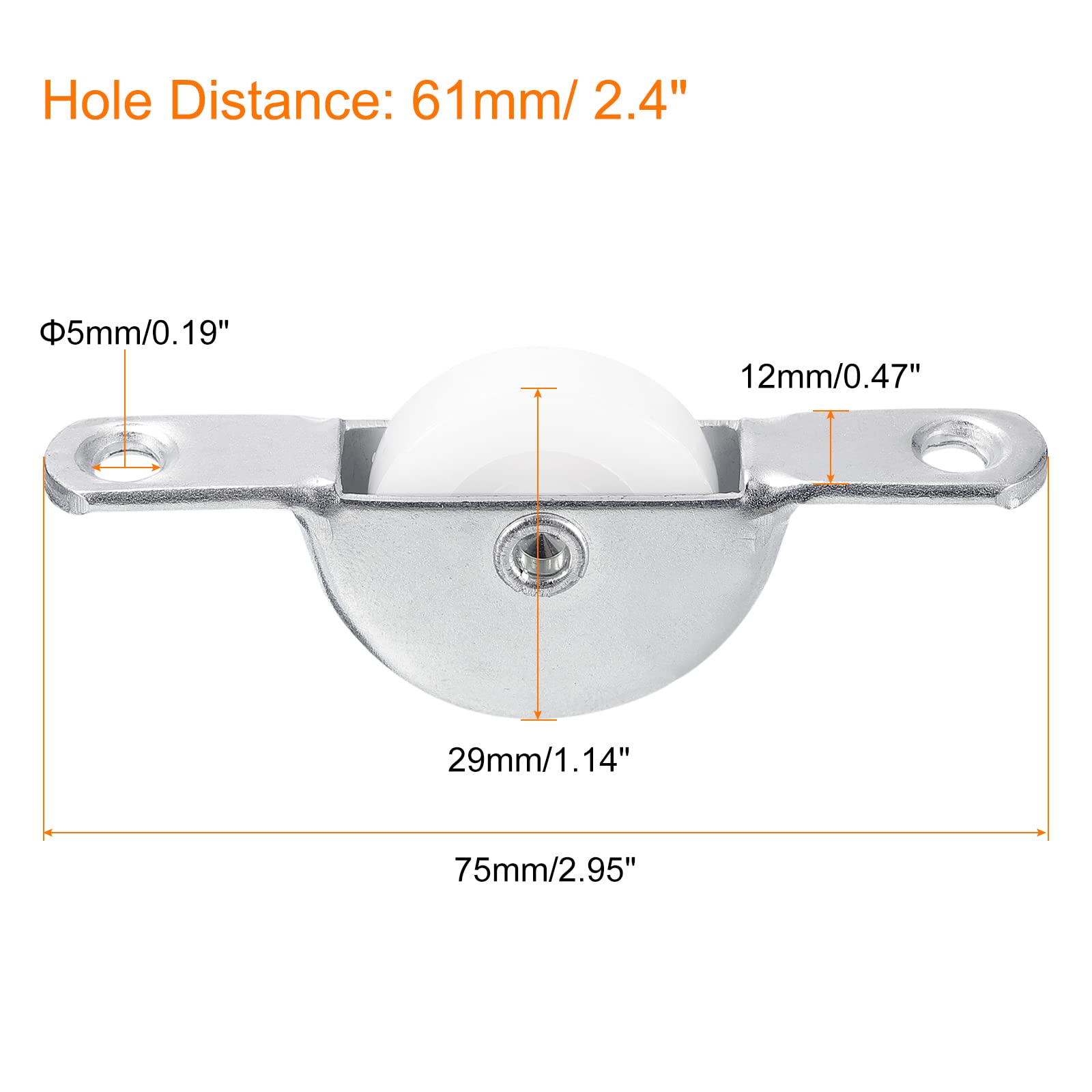 uxcell 25 mm Schiebetür Nylon Riemenscheibe Möbelrollen Rollen für Bildschirmtür, Kleiderschrank, Schrank, 8 Stück, Weiß / Silberfarben