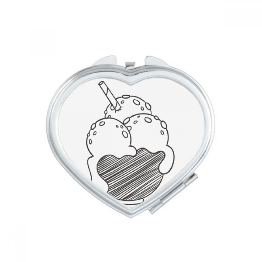 Miroir maquillage compact noir biscuits crème glacée rond portable
