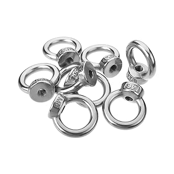 MroMax Lifting Eye Nut M6 Female Thread 304 Stainless Steel Round Shape for Rope Fitting Silver Tone 8Pcs
