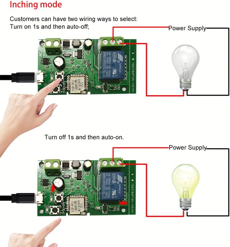 DIY Wifi Switch, DC5V 12V 24V 32V Wireless Relay Module Inching Self-Locking Smart Home Automation Modules APP Remote Control Timer Switch Voice Control Compatible with Alexa Google Home - - 