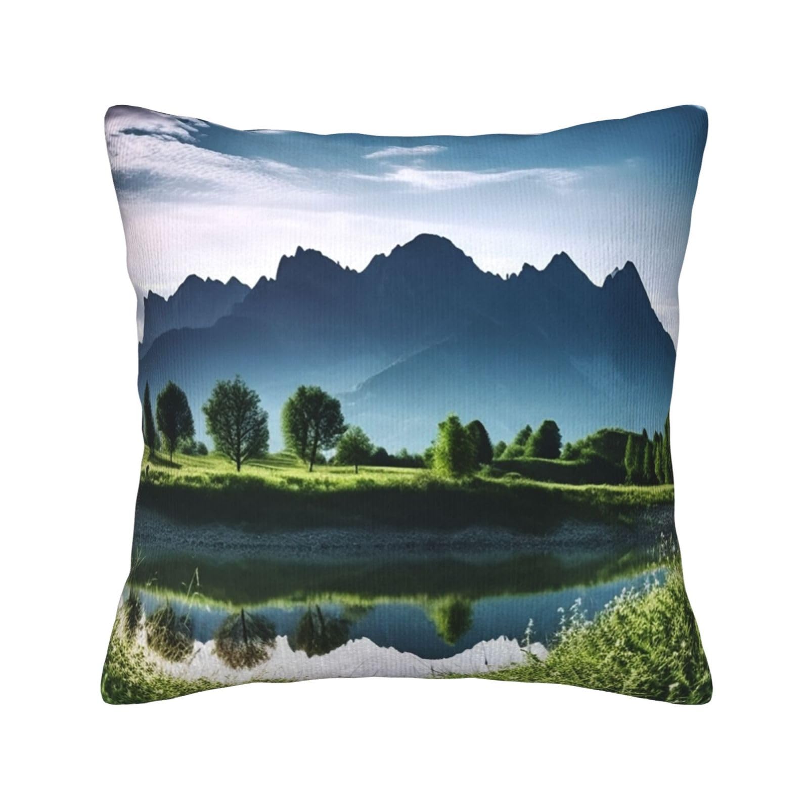 Housse de coussin velours côtelé évocation paysages de nature